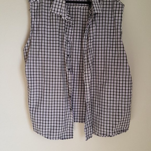 SYNERGY Men's Shirt 3XL Plaid Cut Off Sleeves - Picture 2 of 6